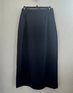 Vtg Tahari Pleated Pencil Skirt Women 12 Navy Wool Preppy Dark Academia Office - Picture 1 of 12