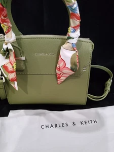 Charles Kieth Scarf Bag Olive Green With Dust Bag - Picture 1 of 8