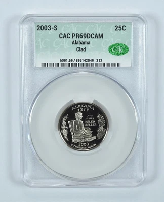 2003-S Washington State Quarter Alabama CLAD PR69 DCAM CAC CACg *7689 - Image 1 of 4
