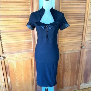 Killstar Punk Goth Cyber Pinup Y2K Sexy Bodicon Black Bat Wing Dress XS - Bild 1 von 8
