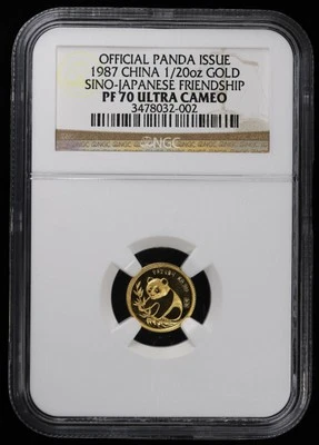 1987 China 1/20 oz Gold Sino-Japanese Friendship Proof Panda NGC PR 70 UC - Image 1 of 2