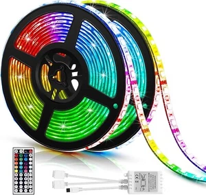 10M RGB 5050 SMD Waterproof 300 LED Strip Lights 44 Key Remote 12V Power Kit NIB - Picture 1 of 14