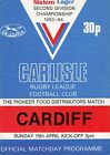 Carlisle Rugby League Match Programmes X (Seven ) 1982 1984  1986 1989 Seasons