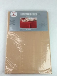 Trim a Home Fabric Table Cloth Satin Stripe Polyester 70" Round Gold NEW - Picture 1 of 9