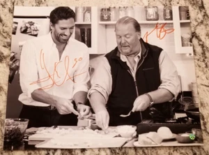 HENRIK LUNDQVIST & MARIO BATALI AUTOGRAPHED 11X14 PHOTO STEINER COA - Picture 1 of 3