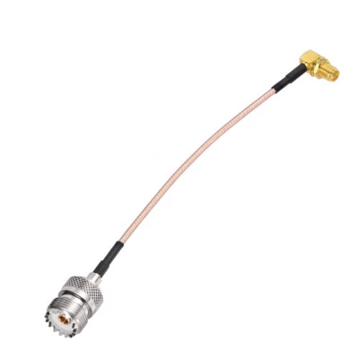 UHF Female SO239 to SMA Male/Jack Right Angle Cable for RF Applications/CB Radio - Image 1 of 3