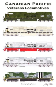 Póster firmado por Andy Fletcher de locomotoras de veteranos del Pacífico canadiense de 11""17 - Imagen 1 de 1