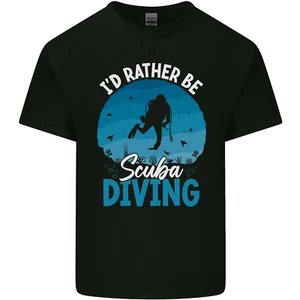 Id Rather be Scuba Diving Funny Diver Mens Cotton T-Shirt Tee Top - Picture 1 of 3