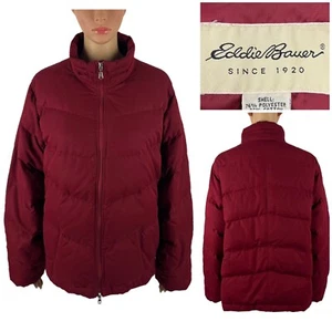 Eddie Bauer Womens XL Jacket Goose Down Winter Ski Jacket Red Quilted Vintage - Imagen 1 de 12