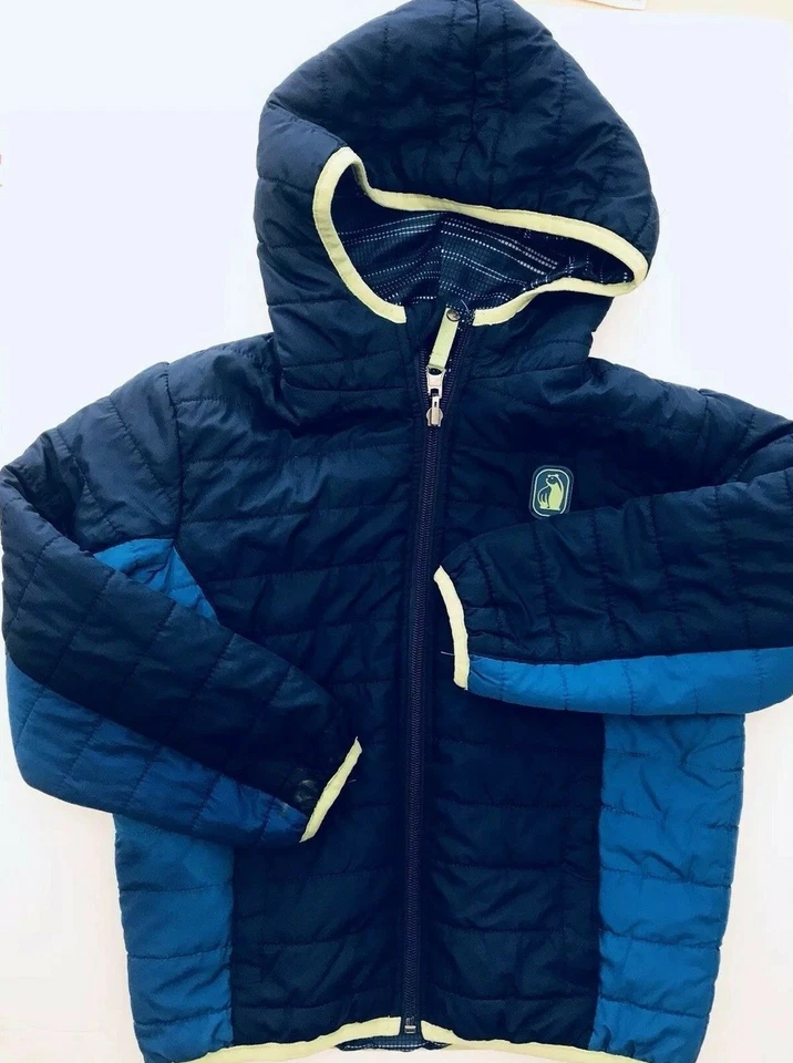 Chaqueta reversible con capucha azul Rugged Bear niños niños talla 5 cremallera completa Foto 1 de 4