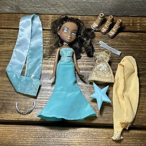 Bratz Formal Funk Sasha Doll Green/Blue/Glitter Gold Dress 3 Shoes Earrings - Picture 1 of 19