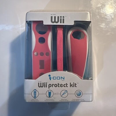 i-Con Nintendo Wii Protect Kit Pink New (Silicon Remote Nunchuk Sleeve Strap) - Image 1 of 2