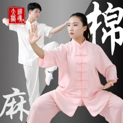 Linen Traditional Chinese Kung Fu Tai Chi Uniform Suit Martial Arts Outfit S~3XL - Image 1 of 4