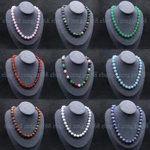 Pretty 6/8/10/12/14mm Natural Multicolor Round Gemstone Beads Necklace 18'' - Picture 1 of 22