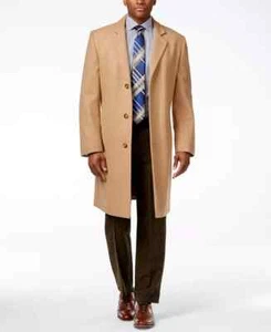 London Fog Mens Signature Wool-Blend 3-Button Overcoat Coat Camel 40L New w Tags - Picture 1 of 7