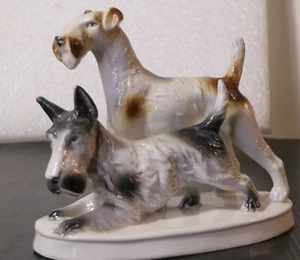 ANTIKES DEUTSCHES PORZELLAN ERPHILA SCHNAUZER SCOTTY SETTER HUNDE - Bild 1 von 9