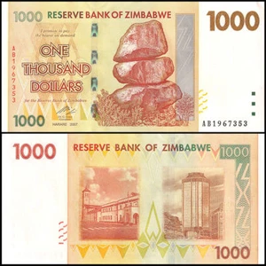 Simbabwe 1000 Dollar Tausend Dollar Banknote, 2007, UNC AA + P-71 - Bild 1 von 1