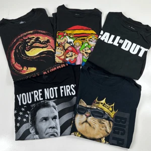 Graphic Shirt Bundle Mens Small Big Papa Super Mario Call Of Duty Mortal Combat - Picture 1 of 9