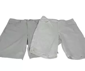 Graham Luxe Herrenshorts weiß Performance Golf vorne flach Größe 36 Paket mit 2 - Bild 1 von 14