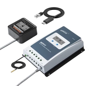 Regulador de carga solar Epever 40A/30A/20A/10A MPPT 12V/24V con contador MT52 y cable CE - Imagen 1 de 9