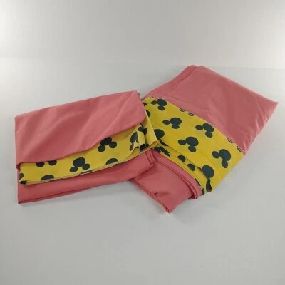 Vintage Disney Mickey Mouse Red Yellow Disneyland Twin Flat Sheet & Pillow Case - Image 1 of 4