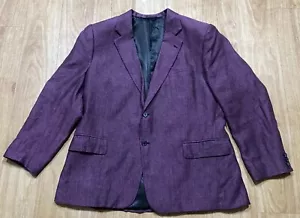 Marzoni Blazer Large XL 44 Chest Approx Linen Sportcoat Purple Italy Bespoke - Picture 1 of 24