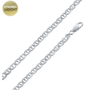 Sterling Silver Diamond Cut Silver 6mm Mens Mariner Chain Necklace or Bracelet - Picture 1 of 4