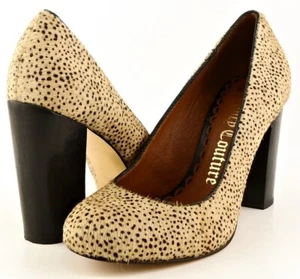 $250 JUICY COUTURE ROSA Dalmatian Pony Hair Designer Rounded Toe Pumps 7 M - Picture 1 of 4