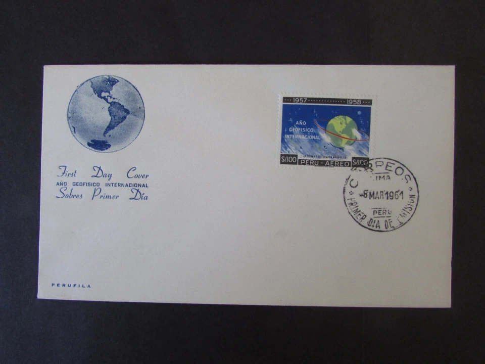 PERU 1958 SCOTT C168 INTERNATIONAL GEOPHYSICAL YEAR UNADDRESSED FDC - Image 1 of 1