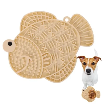 Silicone Fish Shape Slow Feeder Lick Mat for Dogs - Puppy Treat & Enrichment Toy - Image 1 of 4