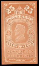US #PR3P4, 25¢ orange red Newspaper, Plate Proof on card, corner crease UL, VF, 