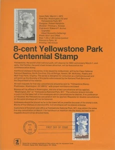 #SP305 Souvenir Page - 8 cent Yellowstone Park. Scott #1453 Perfect!!! - Picture 1 of 1
