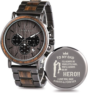 Engraved Wooden Customized Personalized Wood Watches for Men Birthday Anniversar
