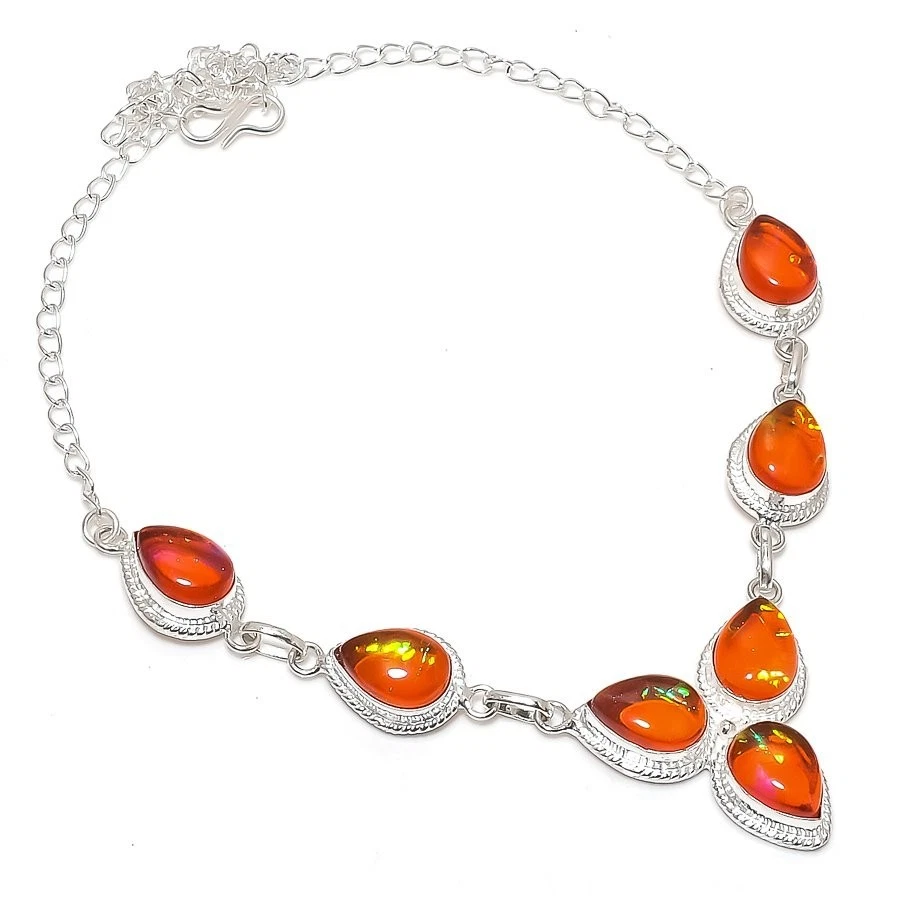 Triplet Opal Gemstone Handmade 925 Sterling Silver Jewelry Necklace Size 18" - Image 1 of 1