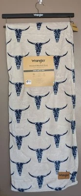 Wrangler Blanket Skulls Bull Cow Horns Throw Plush Soft 60x70 Western Cowboy NEW - Image 1 of 4