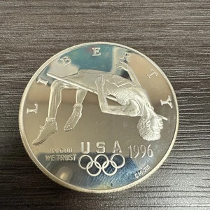 1996-P 1 $ Atlanta Olympic High Jump Commemorative Silver Dollar Proof - Bild 1 von 2