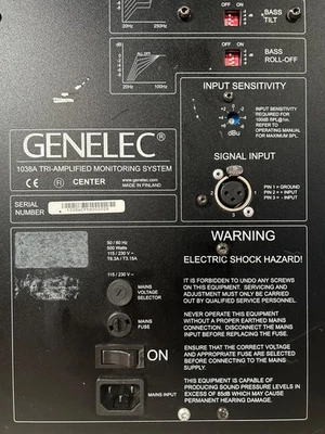 1x GENELEC 1038A Tri-Amplified Monitoring System - 2 AVAILABLE - No Cabinet - Image 1 of 4