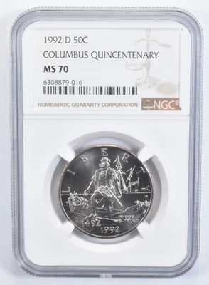 MS70 1992 D Christopher Columbus Commemorative Half Dollar NGC *7195 - Image 1 of 4