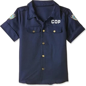 Camiseta de oficial de policía para niños disfraz infantil talla azul marino uniforme de policía top 1 pieza - Imagen 1 de 2
