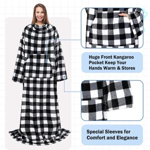 Wearable Blanket with Sleeves Soft Fleece  Robe Wrap for Sofa Couch TV - Picture 1 of 10