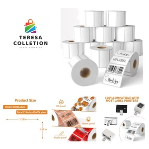 12 Rollen Kristallklare Thermische Versandetiketten - 12.000 Etiketten für Unternehmen - Bild 1 von 9