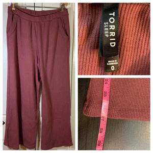 Torrid Sleep 0 Ribbed Wide Leg Lounge Pants Mauve Pink Large Soft Cozy Cabincore - Picture 1 of 11