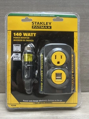 Inversor de potencia Stanley Fatmax 140 vatios PCI140 12V DC a 120V CA y USB SELLADO Foto 1 de 2