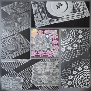 Placemats Runner 3d Flower Filet Rose Irish Motif Rita Weiss Crochet Pattern - Picture 1 of 24