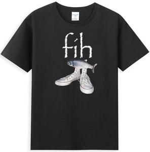 Fih Shoes Fish Funny Misspelled Fish With Shoes Design Men's T-Shirt - Picture 1 of 5