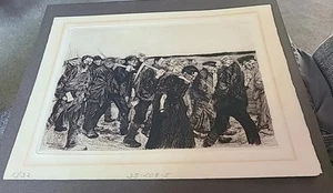 Vtg. Käthe Kollwitz Etching "March of the Weavers" A Weaver's Revolt W/ Drystamp - Picture 1 of 9
