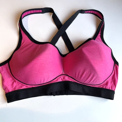 Danskin Now Sports Bra Size 40D Pink Black Mesh Back Wireless Athletic Workout - Image 1 of 4