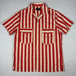 Camisa Seager Pearl Snap Para Hombre Mediana Roja Blanca Rayas Manga Corta Bolsillos - Imagen 1 de 9