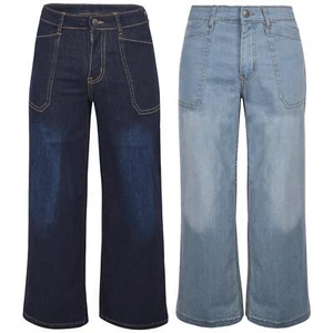 Kinder Mädchen Palazzo weites Bein dehnbar Denim Jeans ausgestellt Mode Baggy Hose 5-14 - Bild 1 von 12
