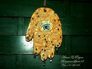 Arturo E.Reyna ~PEACE~ HAMSAH Against Evil Eye WALL HANGING ONE OF A KIND PLAQUE - Picture 1 of 4